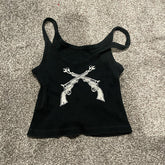 Bxoxo Grunge Punk Y2K Gothic Harajuku Fashion Streetwear Hip Hop Rock Women's Sleeveless Camisole Tops Geometric Print Sexy Emo Girls